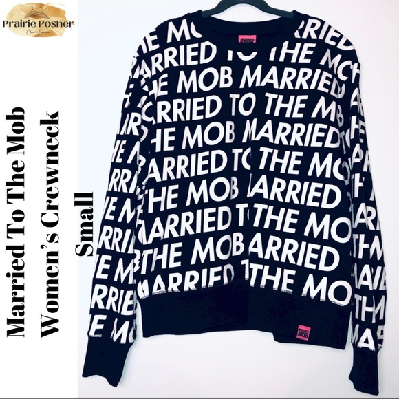 Married To The Mob Crewneck With Pockets, Womens Small, NWOT, PrairieposherCA - Picture 1 of 4